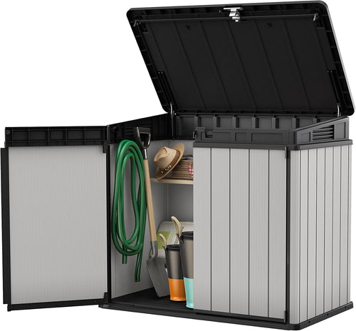 1150L Outdoor Garden Storage Shed – Grey & Black