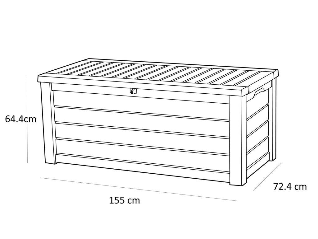 570L Outdoor Garden Storage Box, Brown Wood Panel Effect, Lockable, All-Weather, Fade-Free