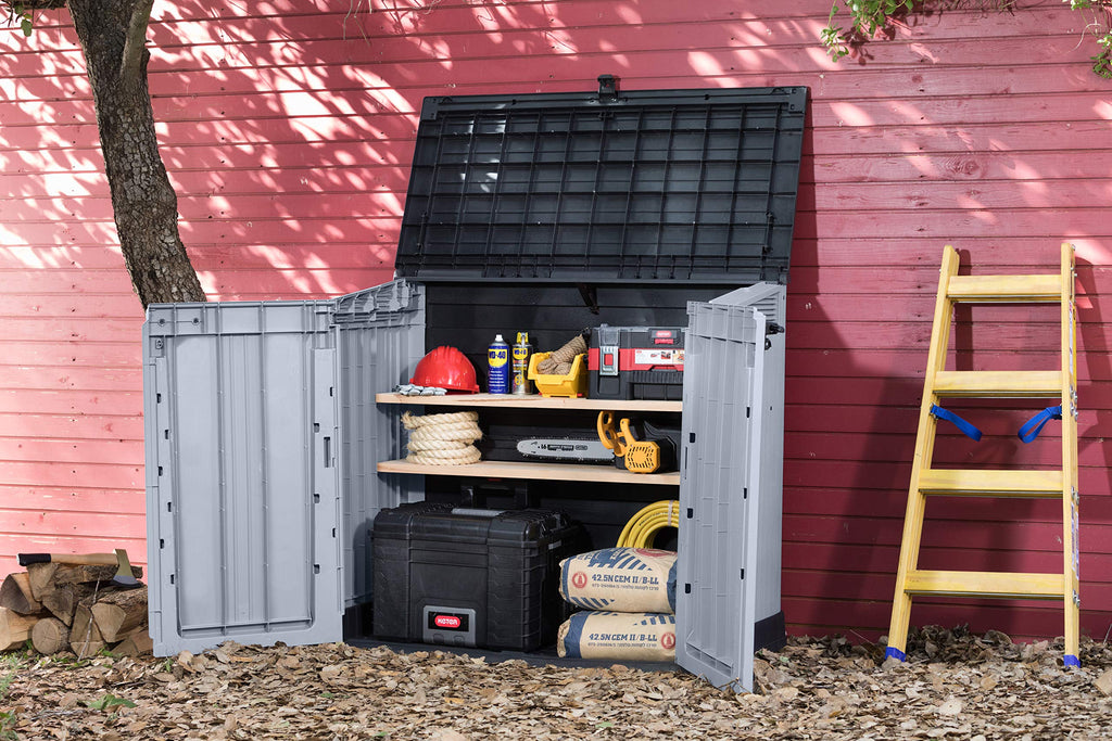 Outdoor Garden Storage Box Shed with Lift-Up Lid & Front Doors, 880L Capacity