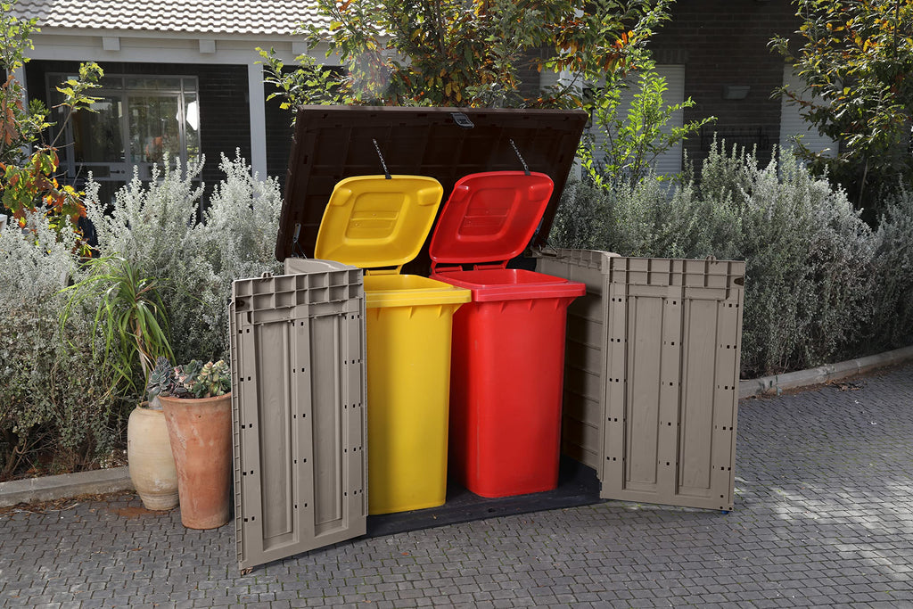 1200L Outdoor Garden Storage Shed with Piston Lid & Double Doors, Weather-Resistant Resin