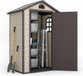 Outdoor Storage Shed 4X3 Ft, Resin Sheds & Outdoor Storage, Patio Furniture Shed with Lockable Door, Outdoor Sheds Garden Tools, Bikes, BBQ Grills, Pool Accessories for Backyard, Patio